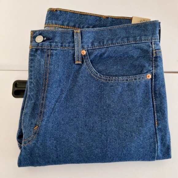 Blue Straight-Leg Jeans with Classic Indigo Wash Size 38-32 - Picture 1 of 16